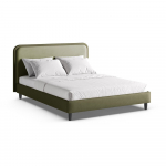 Žalios spalvos dvigulė lova audiniu dengta su lovos grotelėmis 180x200 cm Aveline &ndash; Micadoni