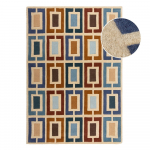 Rankų darbo i&scaron; vilnos kilimas mėlynos spalvos/oranžinės spalvos 80x150 cm Retro Blocks &ndash; Flair Rugs
