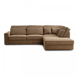 &Scaron;viesiai rudos spalvos kampinė sofa i&scaron; &scaron;enilinio audinio (su de&scaron;iniuoju kampu/&bdquo;L&ldquo; formos) Kirou &ndash; Maison de R&ecirc;ve