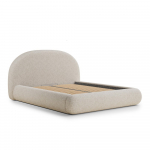 Kreminės spalvos dvigulė lova audiniu dengta su sandėliavimo vieta su lovos grotelėmis 160x200 cm Maumere &ndash; Maison de R&ecirc;ve