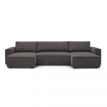 Taupe spalvos i&scaron; kordinio velveto sulankstoma kampinė sofa (&bdquo;U&ldquo; formos) Nihad &ndash; Bobochic Paris
