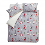 Pilkos spalvos i&scaron; mikropliu&scaron;o dvigulė/itin ilga patalynė 230x220 cm Festive Gnomes &ndash; Catherine Lansfield