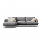 Pilkos spalvos kampinė sofa i&scaron; velveto (su kairiuoju kampu/su gultu) Naomi &ndash; Micadoni