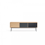 Pilkos spalvos televizoriaus komoda su ąžuolo mediena Teulat Yoko