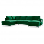 Žalia aksominė U formos sofa-lova Miuform Lofty Lilly, kairysis kampas