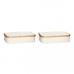 Smėlio spalvos i&scaron; tekstilės daiktadėžės su dangčiu 2 vnt. 38x26x9 cm Ecru &ndash; H&uuml;bsch