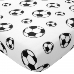 Baltos spalvos fleece tipo dvigulė vaikų patalynė su guma 135x190 cm Football &ndash; Catherine Lansfield