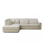 Pilkai smėlinės spalvos kampinė sofa i&scaron; &scaron;enilinio audinio (su kairiuoju kampu/&bdquo;L&ldquo; formos) Kirou &ndash; Maison de R&ecirc;ve