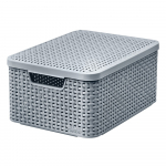 Pilkos spalvos i&scaron; plastiko daiktadėžė su dangčiu 29x39x19 cm Style &ndash; Curver