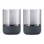 2 pilko stiklo žvakidžių rinkinys su betoniniu pagrindu Blomus Calma