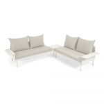 Balta aliuminio sodo kampinė sofa su stalu Kave Home Zaltana