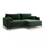 Tamsiai žalios spalvos sulankstoma/su sandėliavimo vieta kampinė sofa i&scaron; &scaron;enilinio audinio (su de&scaron;iniuoju kampu/su gultu) Leon &ndash; Maison de R&ecirc;ve