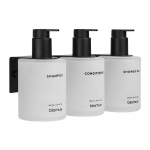 Sieniniai baltos spalvos i&scaron; stiklo muilo dozatoriai 3 vnt. 350 ml Kirei &ndash; Blomus