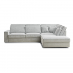 &Scaron;viesiai pilkos spalvos kampinė sofa i&scaron; &scaron;enilinio audinio (su de&scaron;iniuoju kampu/&bdquo;L&ldquo; formos) Kirou &ndash; Maison de R&ecirc;ve