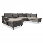 Tamsiai pilka velvetinė U formos sofa-lova Miuform Stylish Stan, de&scaron;inysis kampas