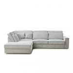 &Scaron;viesiai pilkos spalvos kampinė sofa i&scaron; &scaron;enilinio audinio (su kairiuoju kampu/&bdquo;L&ldquo; formos) Kirou &ndash; Maison de R&ecirc;ve