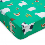 Žalios spalvos viengulė vaikų patalynė su guma 90x190 cm Farmyard Animals &ndash; Catherine Lansfield