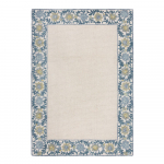 Rankų darbo mėlynos spalvos/dramblio kaulo spalvos i&scaron; vilnos mi&scaron;inio kilimas 200x290 cm Myla Floral Frame &ndash; Flair Rugs