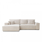 Kreminės spalvos sulankstoma/su sandėliavimo vieta kampinė sofa i&scaron; &scaron;enilinio audinio (su kairiuoju kampu/su gultu) Maze &ndash; Maison de R&ecirc;ve