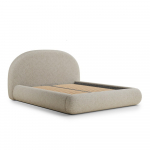 Smėlio spalvos dvigulė lova audiniu dengta su sandėliavimo vieta su lovos grotelėmis 140x200 cm Maumere &ndash; Maison de R&ecirc;ve