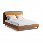 Oranžinės spalvos dvigulė lova audiniu dengta su lovos grotelėmis 140x200 cm Aveline &ndash; Micadoni