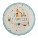 &Scaron;viesiai mėlynos spalvos/kreminės spalvos i&scaron; akmens masės vaiki&scaron;ka lėk&scaron;tė &oslash; 16 cm Celebrate &ndash; Bloomingville Mini