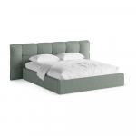 Mėtų spalvos dvigulė lova audiniu dengta su sandėliavimo vieta su lovos grotelėmis 200x200 cm Eric &ndash; Micadoni