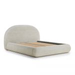 Kreminės spalvos dvigulė lova audiniu dengta su sandėliavimo vieta su lovos grotelėmis 160x200 cm Maumere &ndash; Maison de R&ecirc;ve