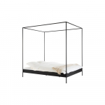 Juodos spalvos i&scaron; plieno dvigulė lova be galvūgalio/su baldakimu su lovos grotelėmis 160x200 cm Eton &ndash; noo.ma