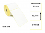 Lipnios Termo etiketės 102x152mm. 300 vnt Balta (Thermal TOP, nuimami)