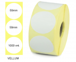 Lipnios etiketės 59x59mm. Apvalūs 1000 vnt (Vellum)