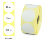 Lipnios etiketės 39x39mm. Apvalūs 1000 vnt (Vellum)