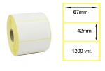 Lipnios Termo etiketės 67x42mm. 1200 vnt (Thermal ECO)