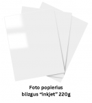 Foto popierius glossy Inkjet A4, 220g/m2, 50 lapų