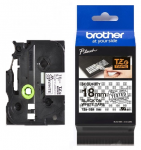 Lipni juostelė Brother TZE-SE4, 18mm. (Balta / Juoda) Apsauginė OEM