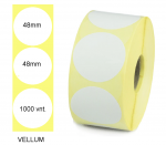 Lipnios etiketės 48x48mm. Apvalūs 1000 vnt (Vellum)