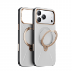 Dėklas Torras Ostand Q3 Vegskin, perlamutrinė pilka &ndash; iPhone 17 Pro Max