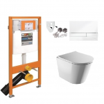Komplektas: Potinkinis wc rėmas WERIT JOMO klozetas Omnires Tampa ir baltos spalvos mygtukas