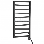 Juodas matinis rank&scaron;luosčių džiovintuvas WOBBEE PENTRE BLACK 50x100cm su tenu de&scaron;ininis