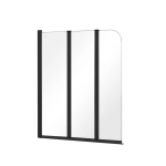 Vonios sienelė BESCO PRIME BLACK NEW 3 PNPB-3S, 120x140 cm skaidraus stiklo juodos spalvos profiliais