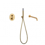 Termostatinė vonios potinkinė sistema Imex Monza PVD braižyto aukso spalvos