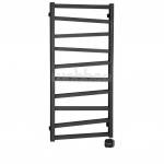 Juodas matinis rank&scaron;luosčių džiovintuvas WOBBEE PENTRE BLACK 50x100cm su tenu paslėptu montavimu de&scaron;ininis
