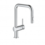 Grohe Minta chromo spalvos virtuvinis mai&scaron;ytuvas su i&scaron;traukiamu du&scaron;eliu 32322002