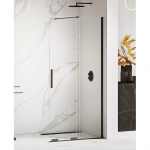 Stumdoma du&scaron;o sienelė Smart Black 90x200 cm skaidrus stiklas juodi profiliai