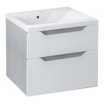 Pakabinama vonios spintelė Sapho Wave 60x65x48cm su praustuvu balta su silver oak