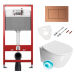TECEbase klozeto rėmas su matinio vario spalvos vandens nuleidimo plok&scaron;tele ir GSI Modo pakabinamas klozetas su SWIRLFLUSH&reg; nuplovimo sistema