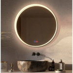 LEDIMEX Bolonia apvalus veidrodis juodu rėmu su Led ap&scaron;vietimu 60cm