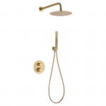 Imex Naples termostatinė potinkinė du&scaron;o sistema PVD braižyto aukso spalvos