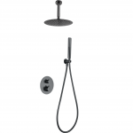 Imex Naples termostatinė potinkinė du&scaron;o sistema su lietaus galva i&scaron; lubų PVD gunmetal grafito spalvos