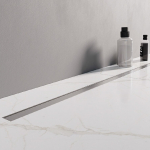 Braižyto nerūdijančio plieno spalvos du&scaron;o latakas New Trendy Visio Slim Brushed inox 80 cm